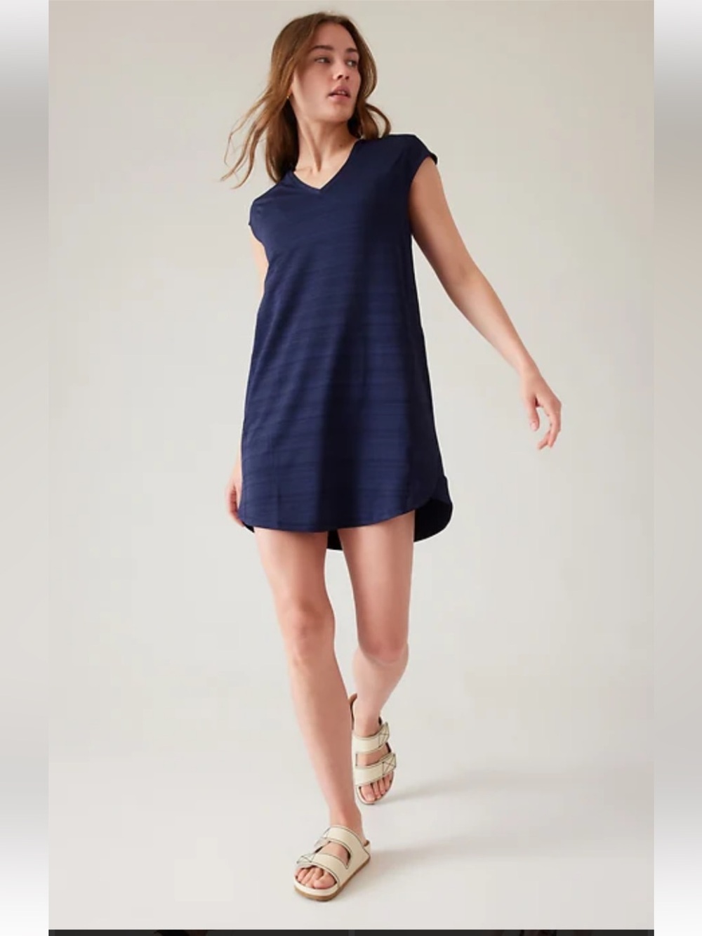 Athleta Pacifica Dress with Pockets Cap Sleeve Size XS Dress Blue
